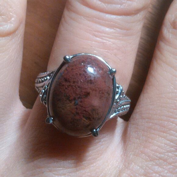 Aqua Nueva Moss Stainless Steel Solitaire Ring (Size 8) - Picture 1 of 16